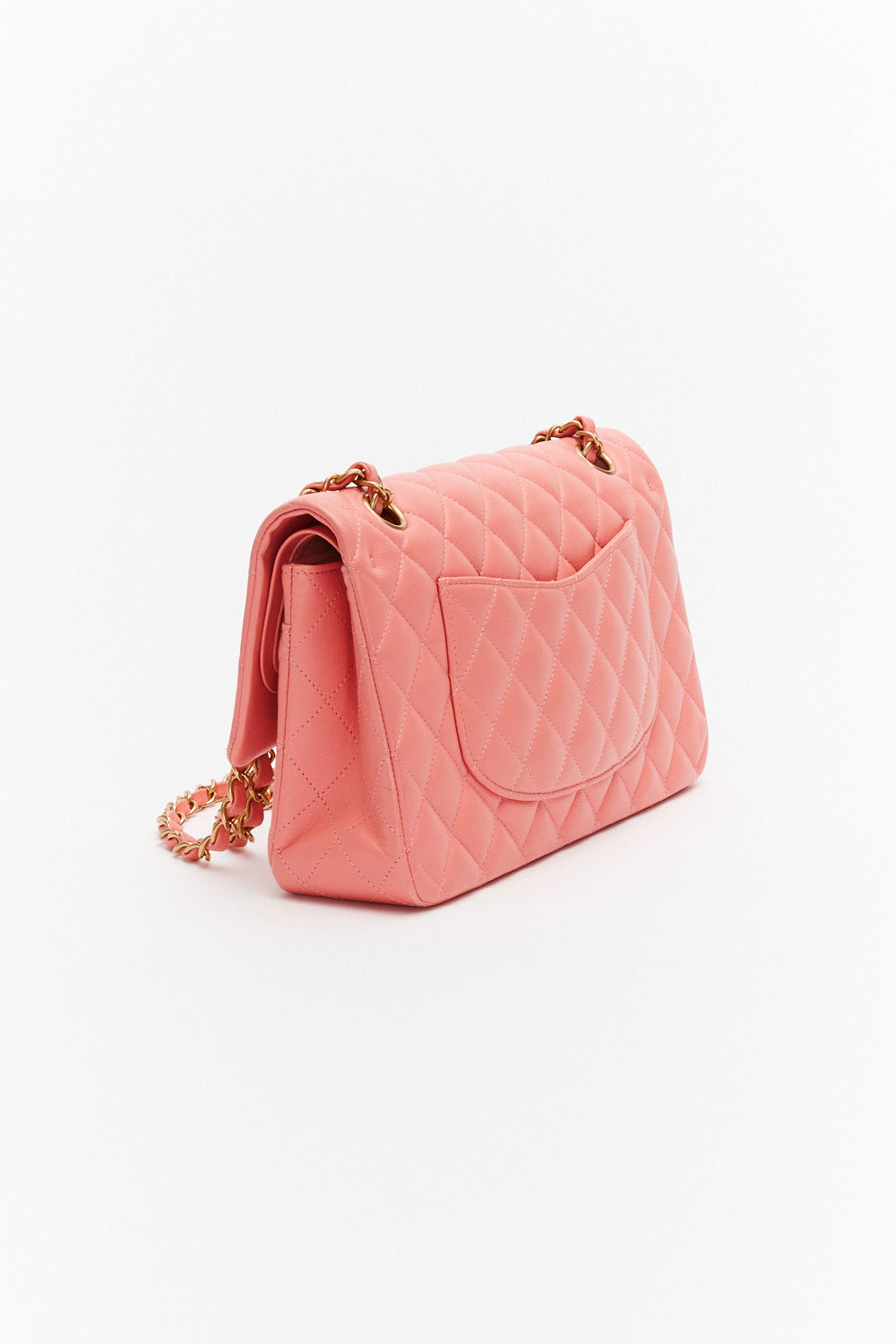 Chanel Medium Pink Classic Double Flap Bag in Lambskin Leather with Gold Hardware