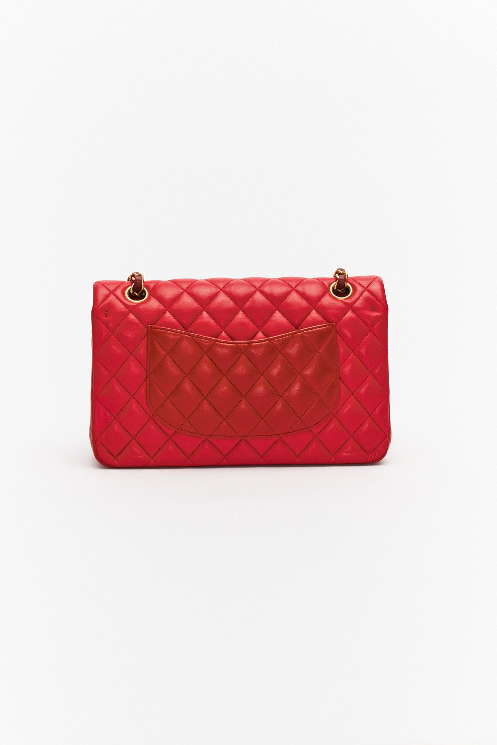 Chanel Medium Tricolor Red Classic Double Flap Bag in Lambskin Leather with Gold Hardware