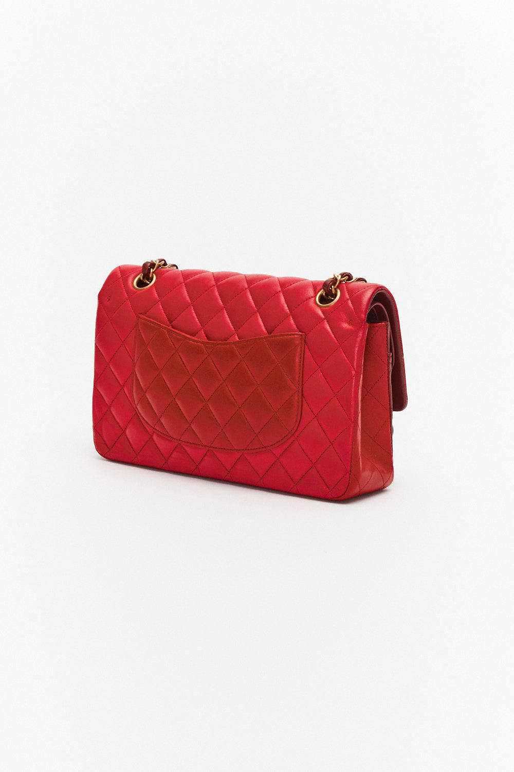 Chanel Medium Tricolor Red Classic Double Flap Bag in Lambskin Leather with Gold Hardware