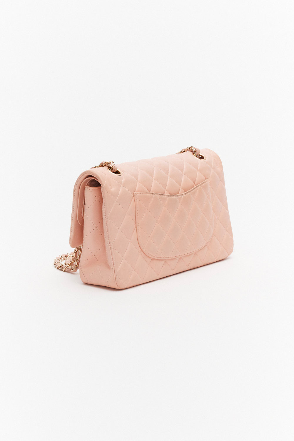 Chanel Medium Light Pink Classic Double Flap Bag in Lambskin Leather with Gold Hardware