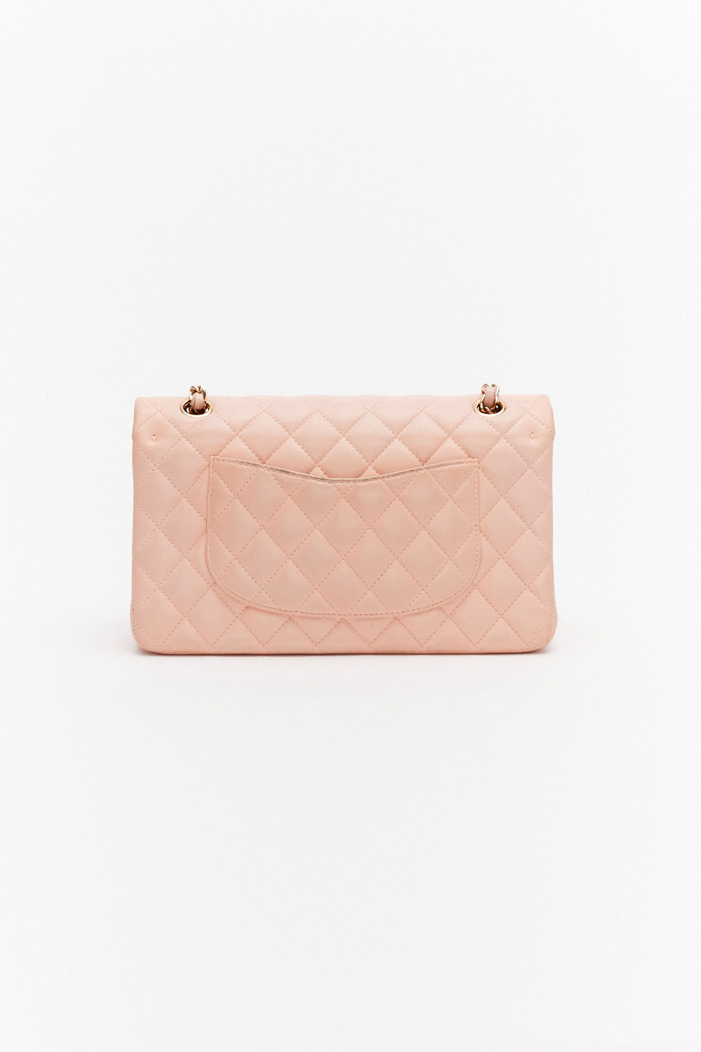 Chanel Medium Light Pink Classic Double Flap Bag in Lambskin Leather with Gold Hardware