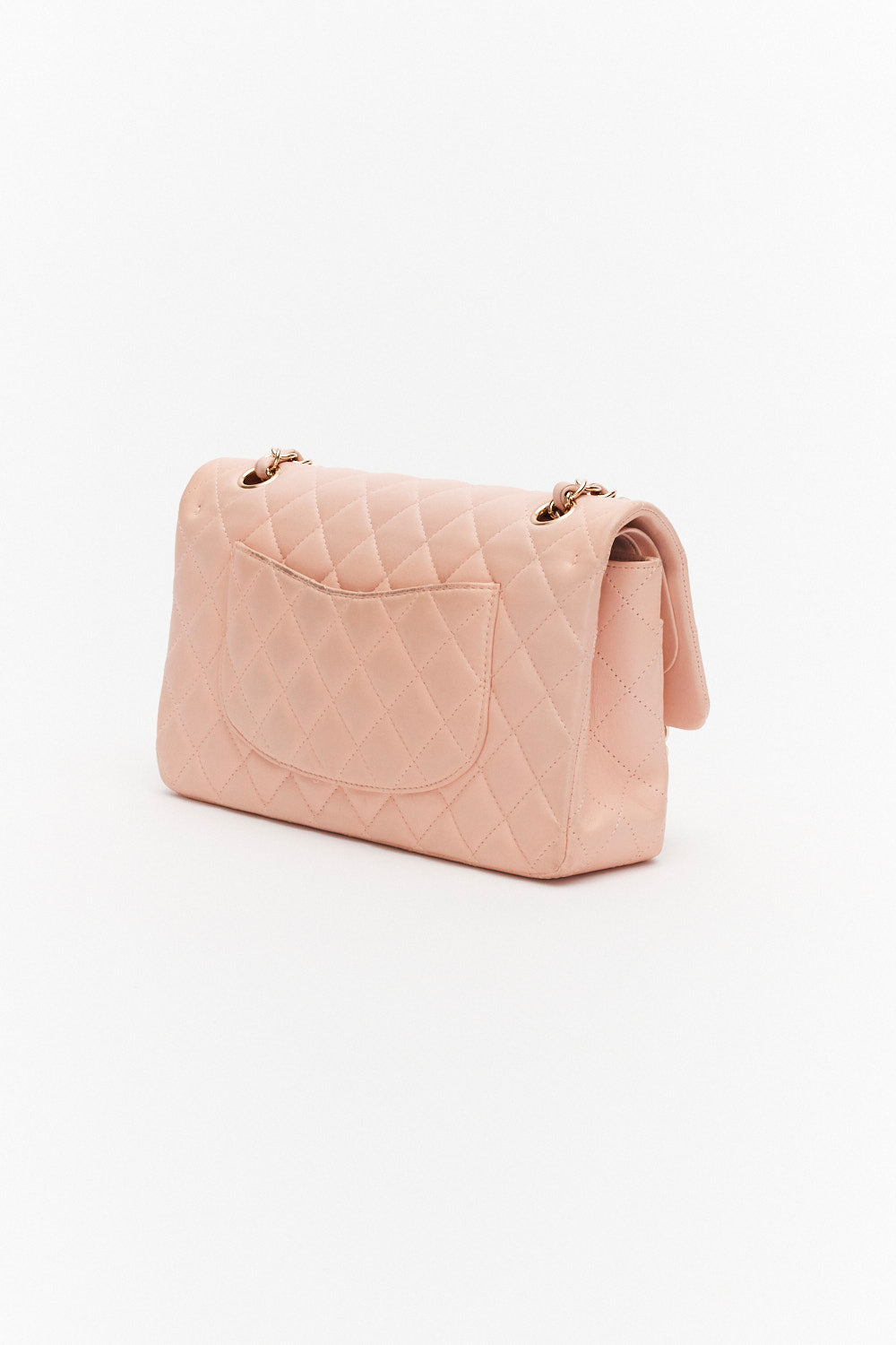 Chanel Medium Light Pink Classic Double Flap Bag in Lambskin Leather with Gold Hardware