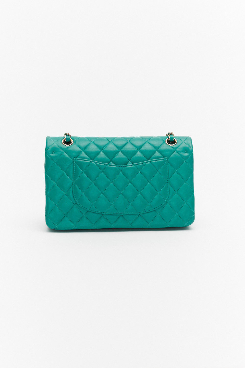 Chanel Medium Turquoise Classic Double Flap Bag in Lambskin Leather Bag with Gold Hardware