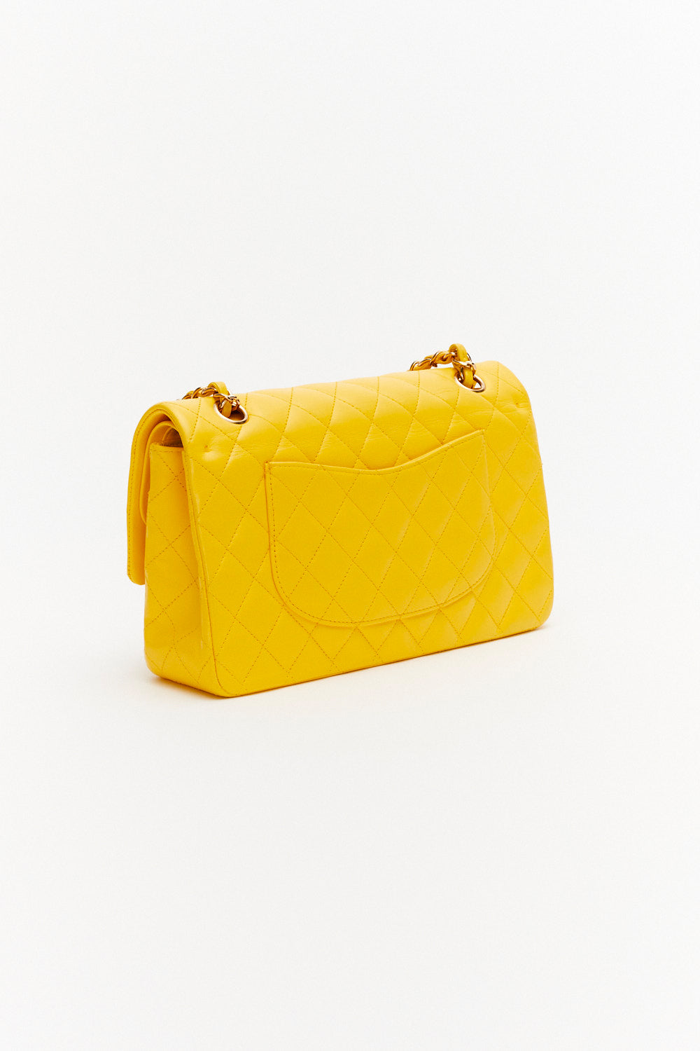 Chanel Medium Classic Double Flap Bag Yellow in Lambskin Leather with Gold Hardware