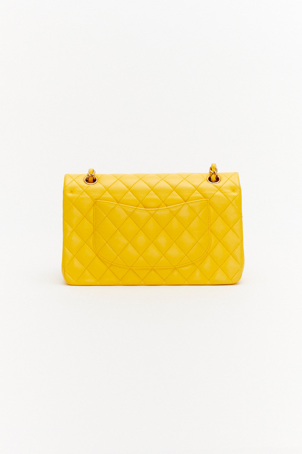 Chanel Medium Classic Double Flap Bag Yellow in Lambskin Leather with Gold Hardware