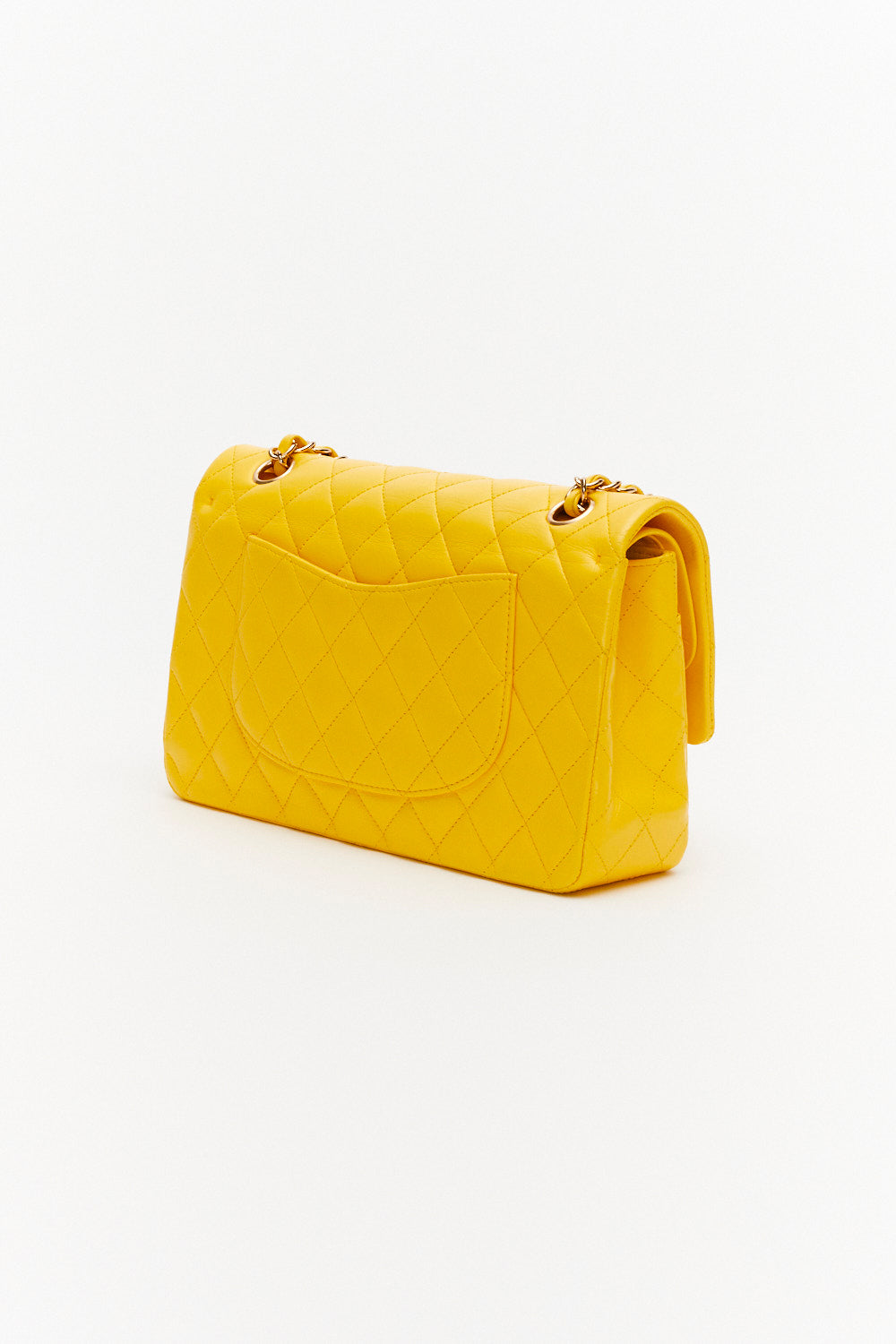 Chanel Medium Classic Double Flap Bag Yellow in Lambskin Leather with Gold Hardware