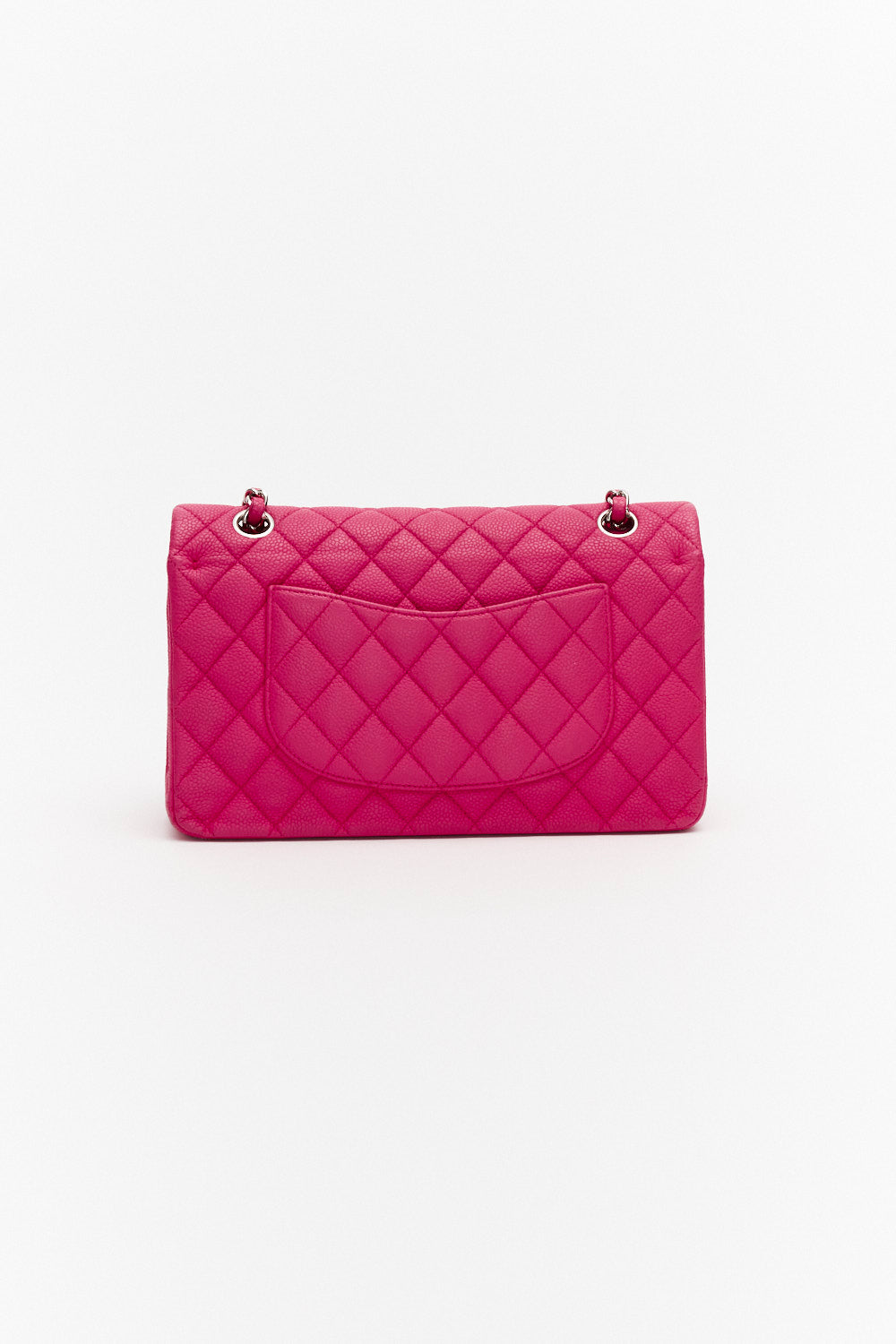 Chanel Medium Pink Classic Double Flap Bag in Caviar Leather with Silver Hardware