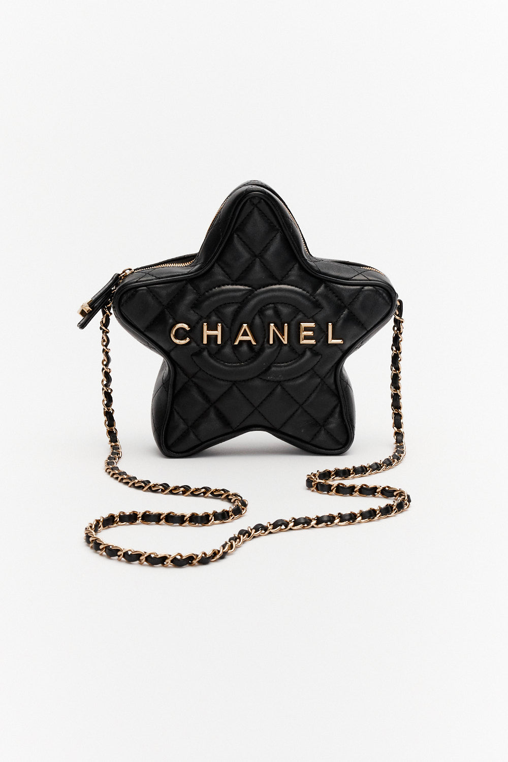 Chanel Limited Edition Black Star Bag in Lambskin Leather with Gold Hardware