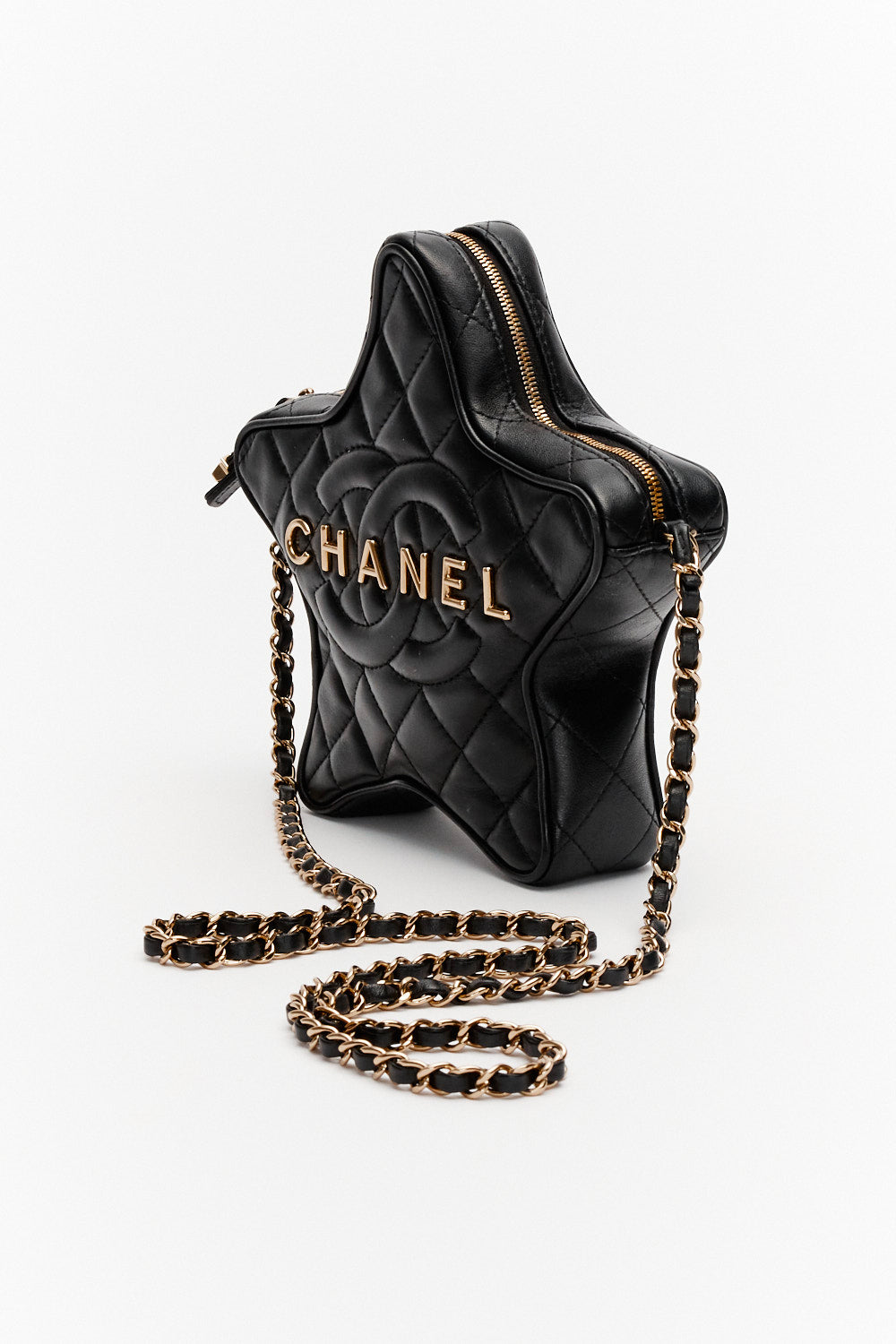 Chanel Limited Edition Black Star Bag in Lambskin Leather with Gold Hardware