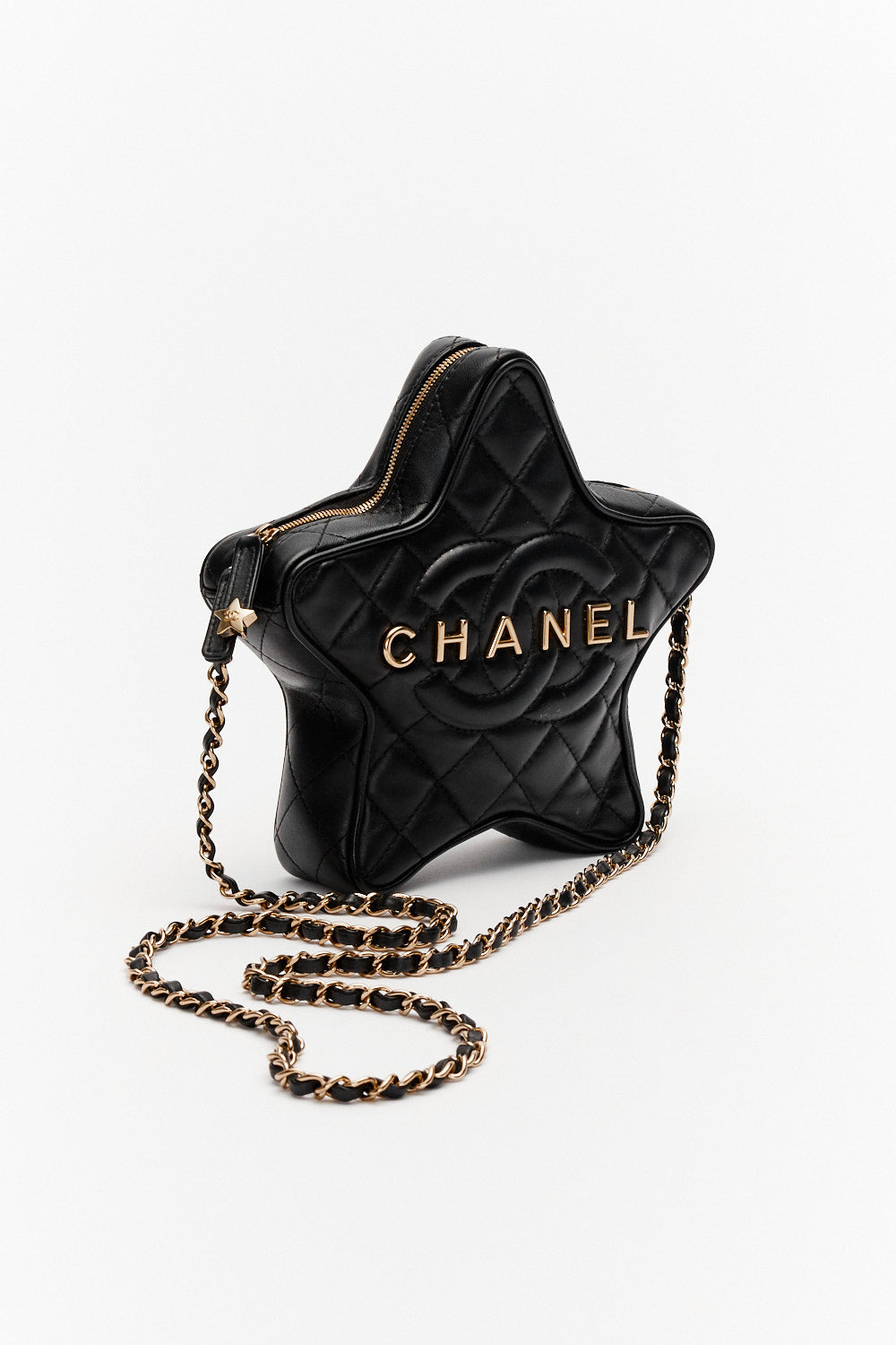 Chanel Limited Edition Black Star Bag in Lambskin Leather with Gold Hardware