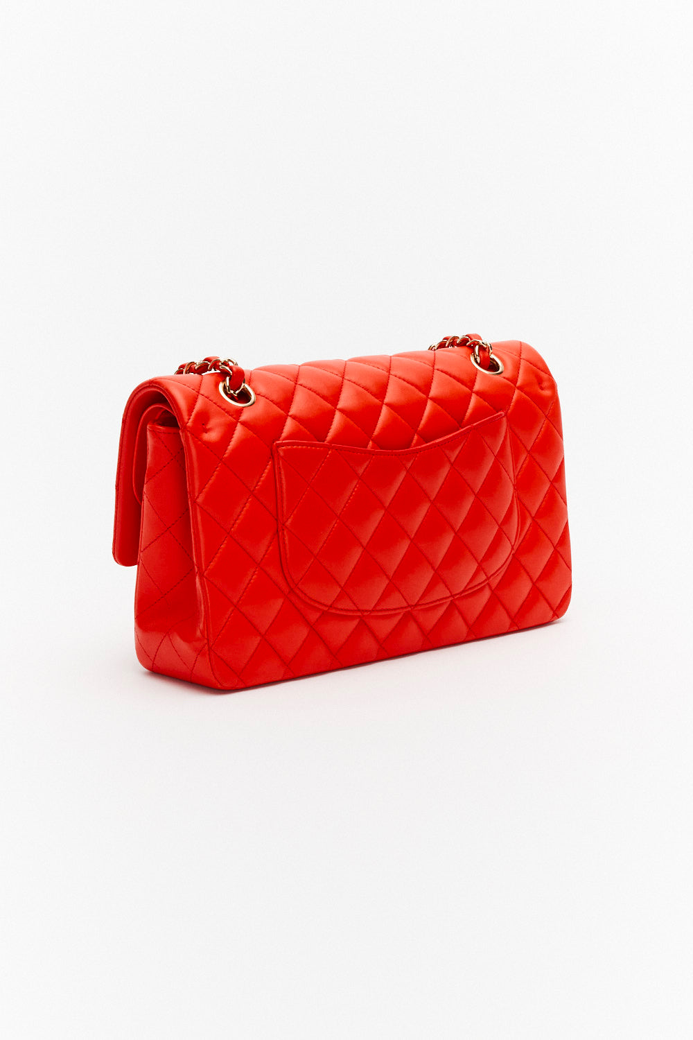 Chanel Medium Dark Orange Classic Double Flap Bag in Lambskin Leather with Gold Hardware