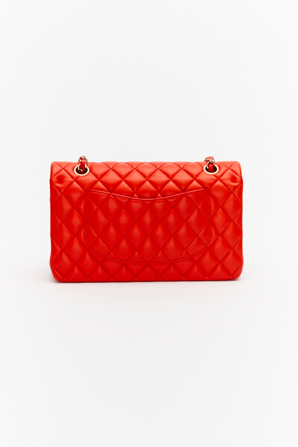 Chanel Medium Dark Orange Classic Double Flap Bag in Lambskin Leather with Gold Hardware