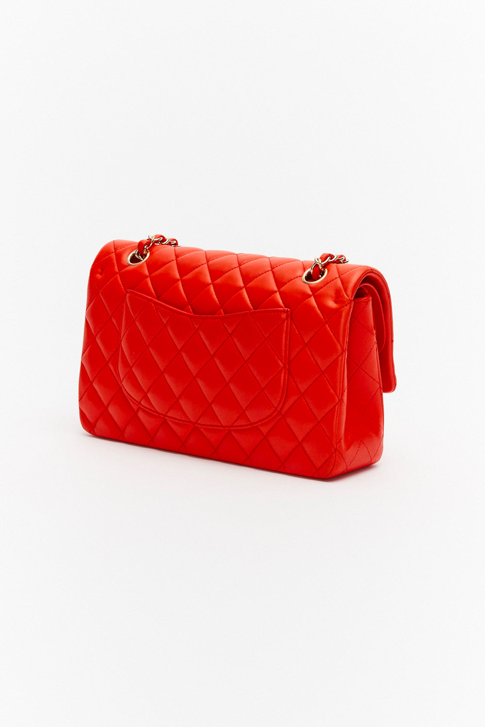 Chanel Medium Dark Orange Classic Double Flap Bag in Lambskin Leather with Gold Hardware