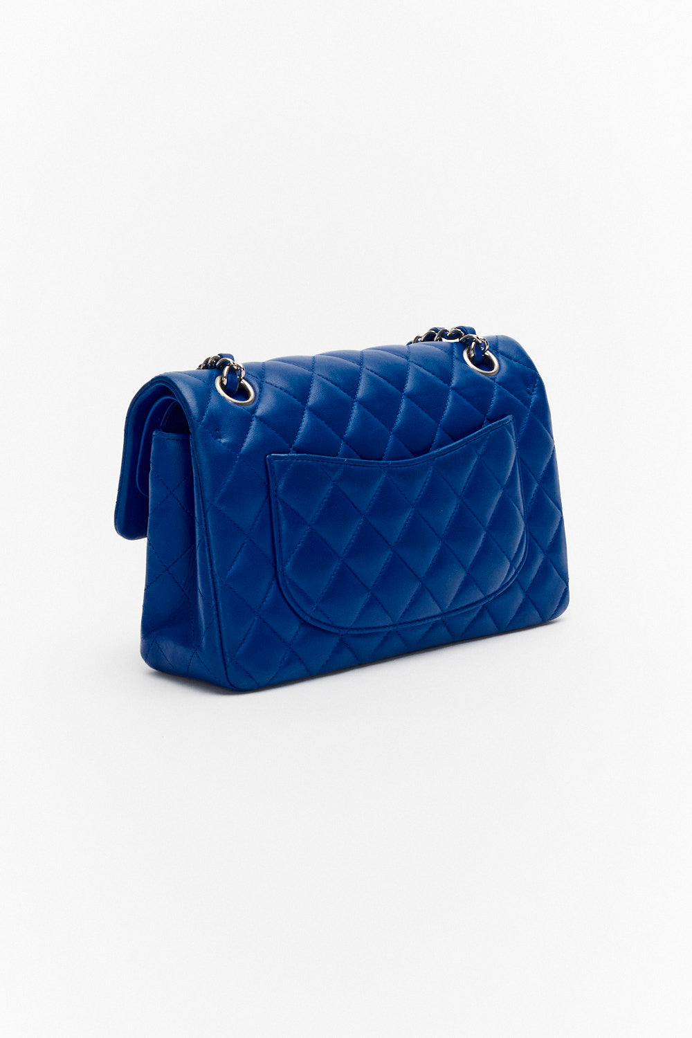 Chanel Small Royal Blue Classic Double Flap Bag in Lambskin Leather with Silver Hardware