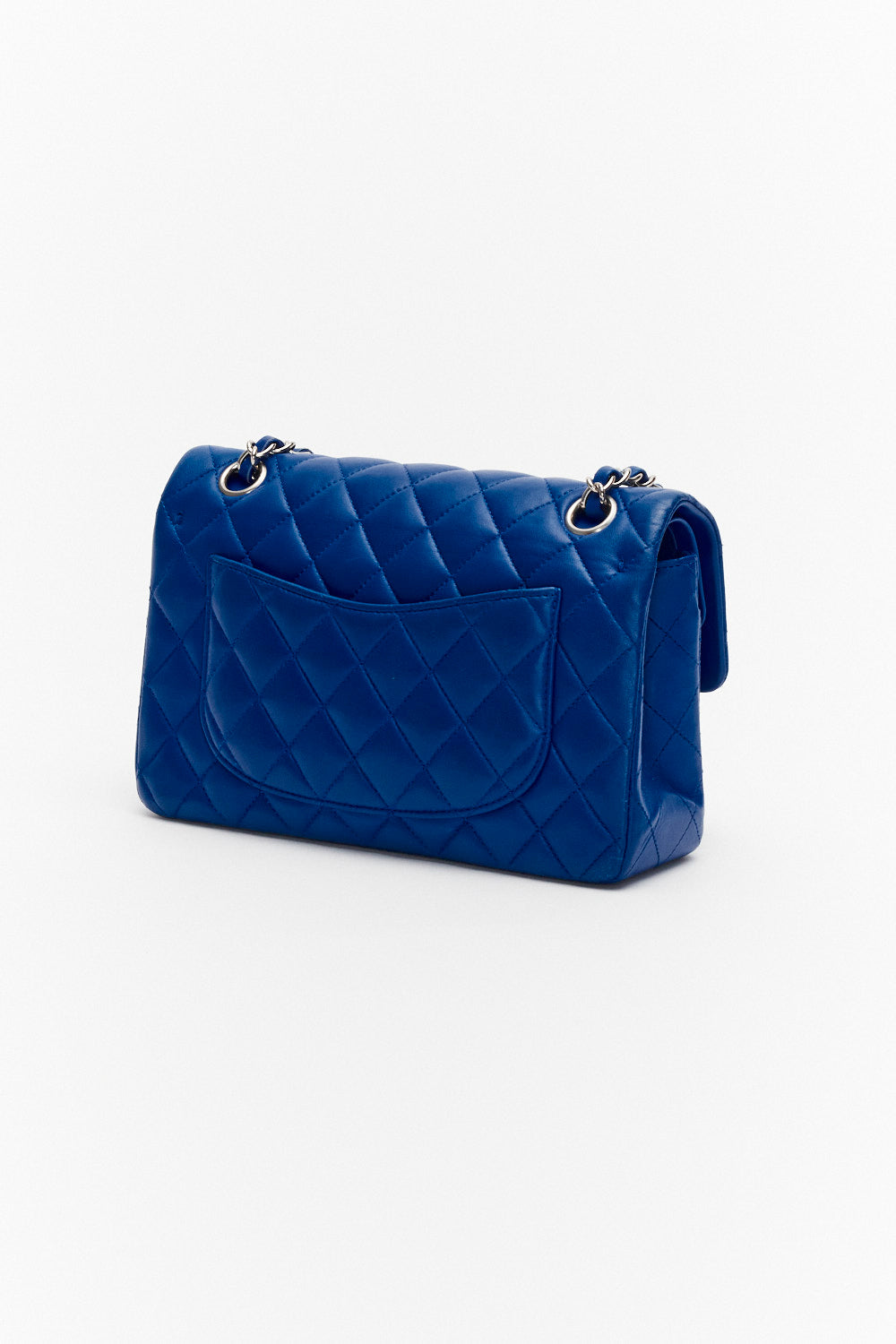 Chanel Small Royal Blue Classic Double Flap Bag in Lambskin Leather with Silver Hardware