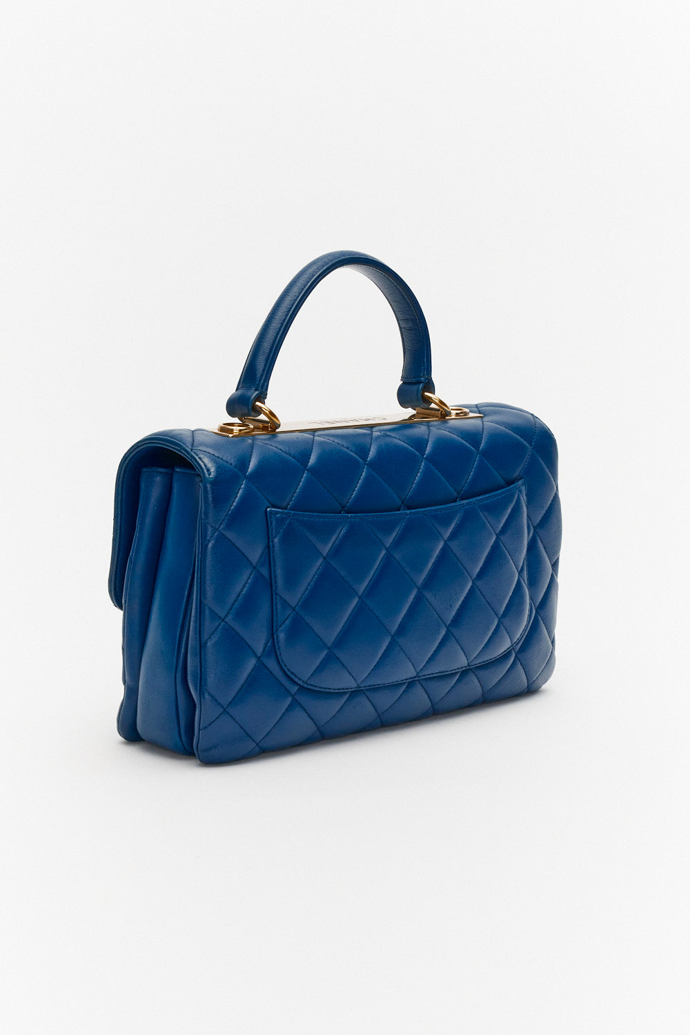 Chanel Medium Blue Trendy CC Top Handle in Lambskin Leather with Gold Hardware