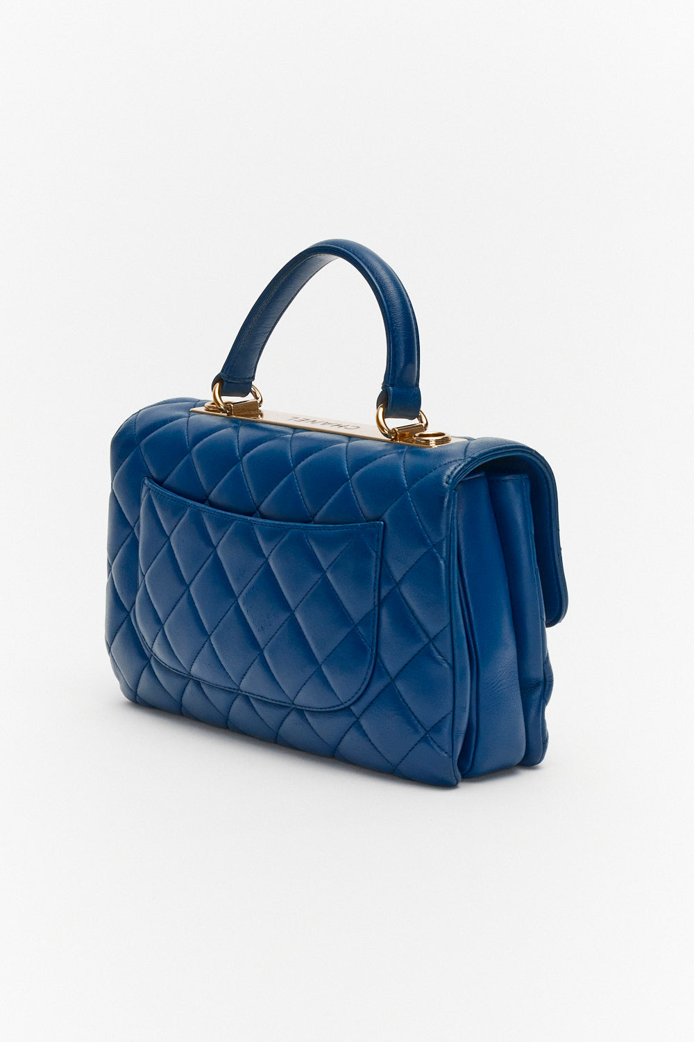 Chanel Medium Blue Trendy CC Top Handle in Lambskin Leather with Gold Hardware