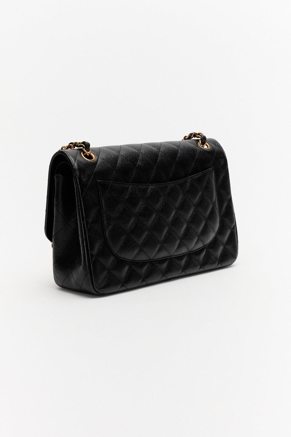 Chanel Jumbo Black Classic Double Flap Bag in Caviar Leather with Gold Hardware