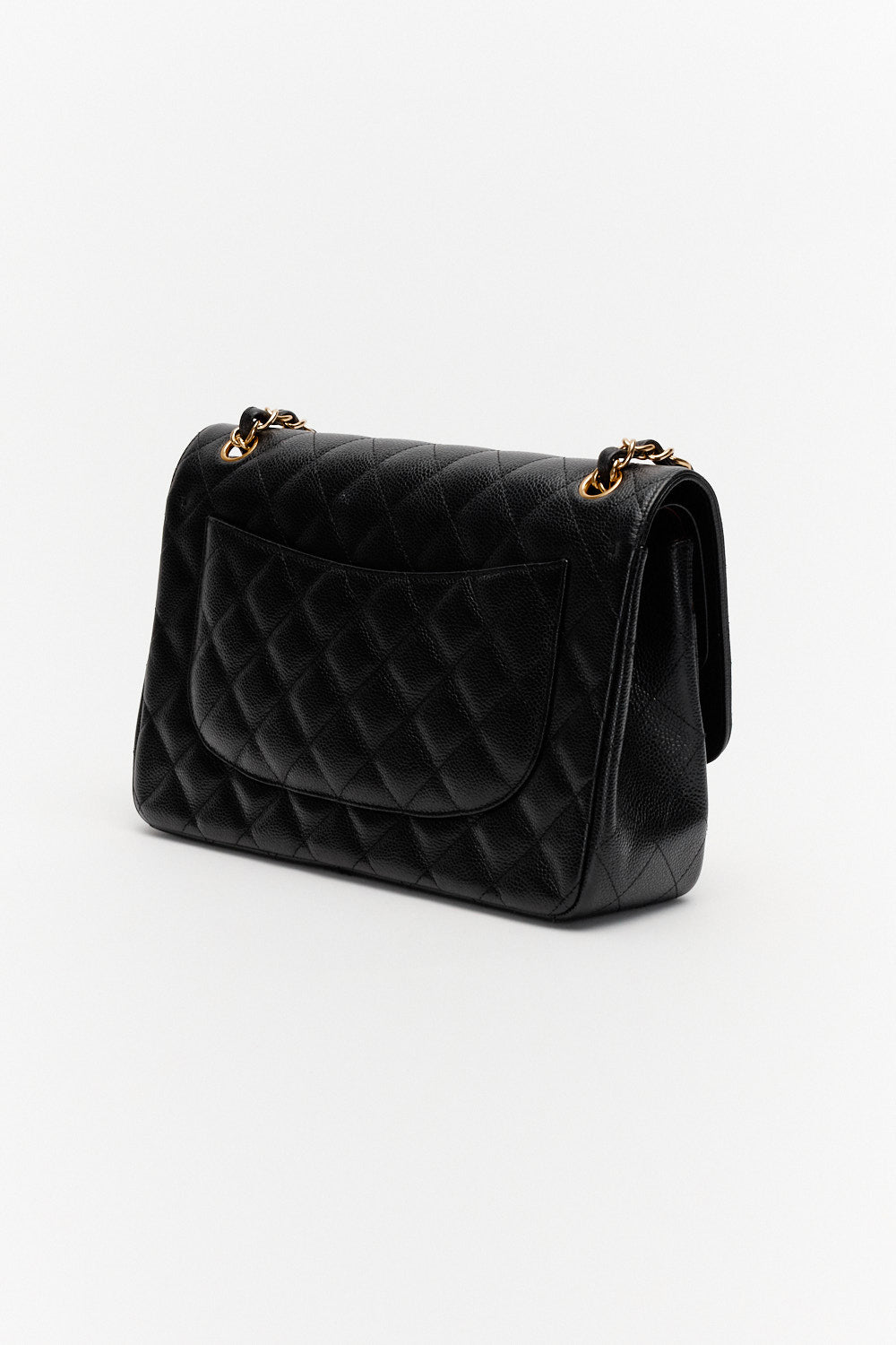 Chanel Jumbo Black Classic Double Flap Bag in Caviar Leather with Gold Hardware