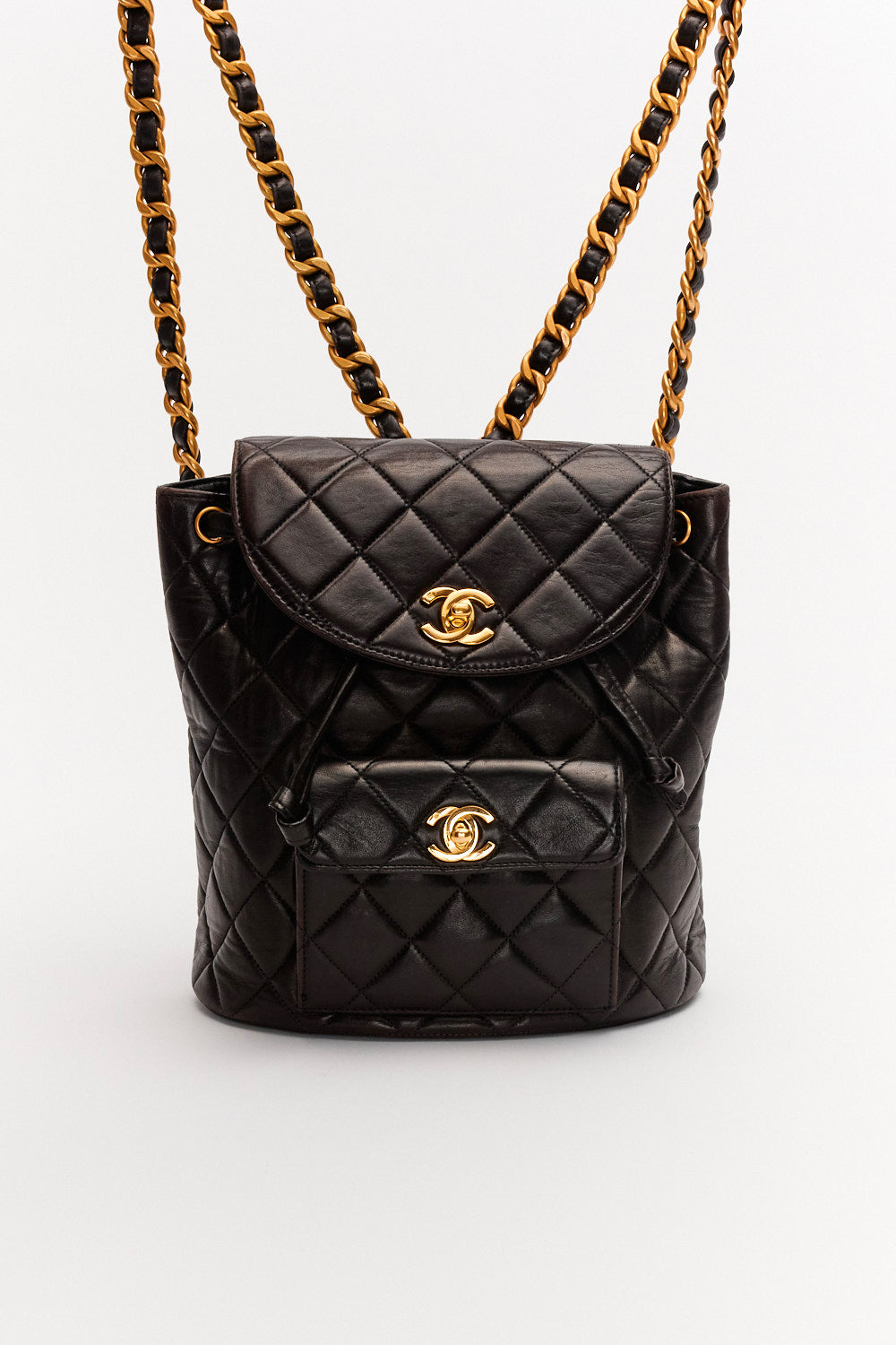 Chanel Vintage Black Lambskin Leather Duomo Backpack