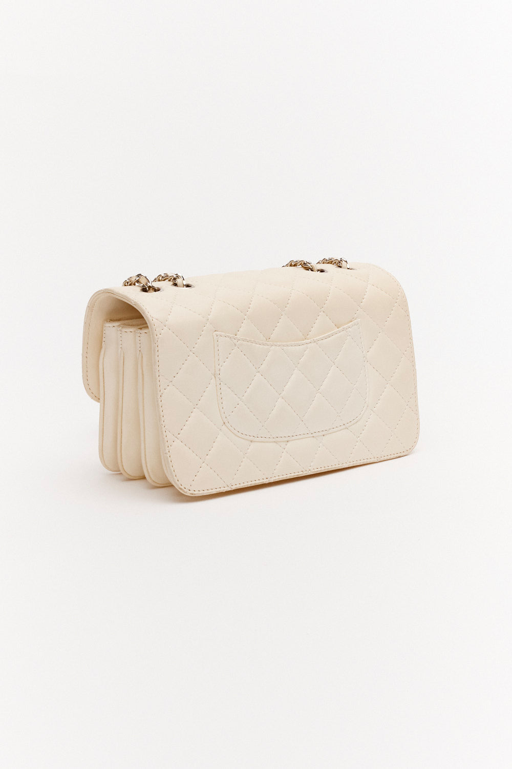 Chanel Small Off-White Timeless Bag in Lambskin Leather with Silver Hardware