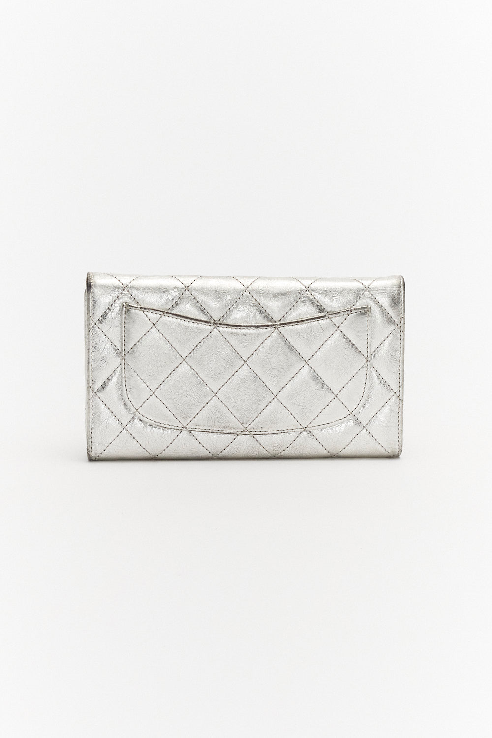 Chanel Silver Laminated Quilted Leather Reissue Trifold Wallet