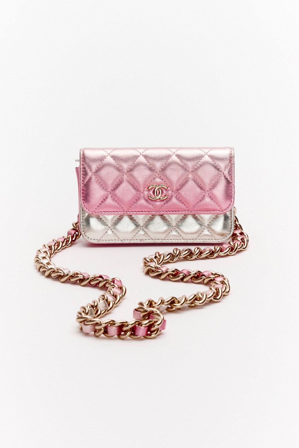 Chanel Iridescent Quilted Lambskin Coco Punk Flap Clutch with Chain