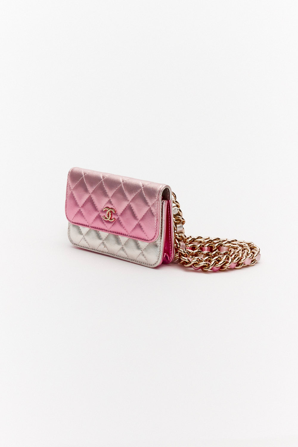 Chanel Iridescent Quilted Lambskin Coco Punk Flap Clutch with Chain