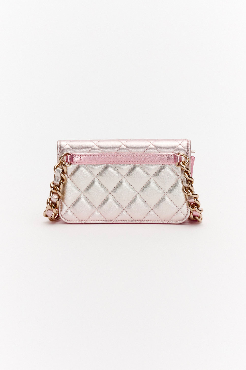 Chanel Iridescent Quilted Lambskin Coco Punk Flap Clutch with Chain