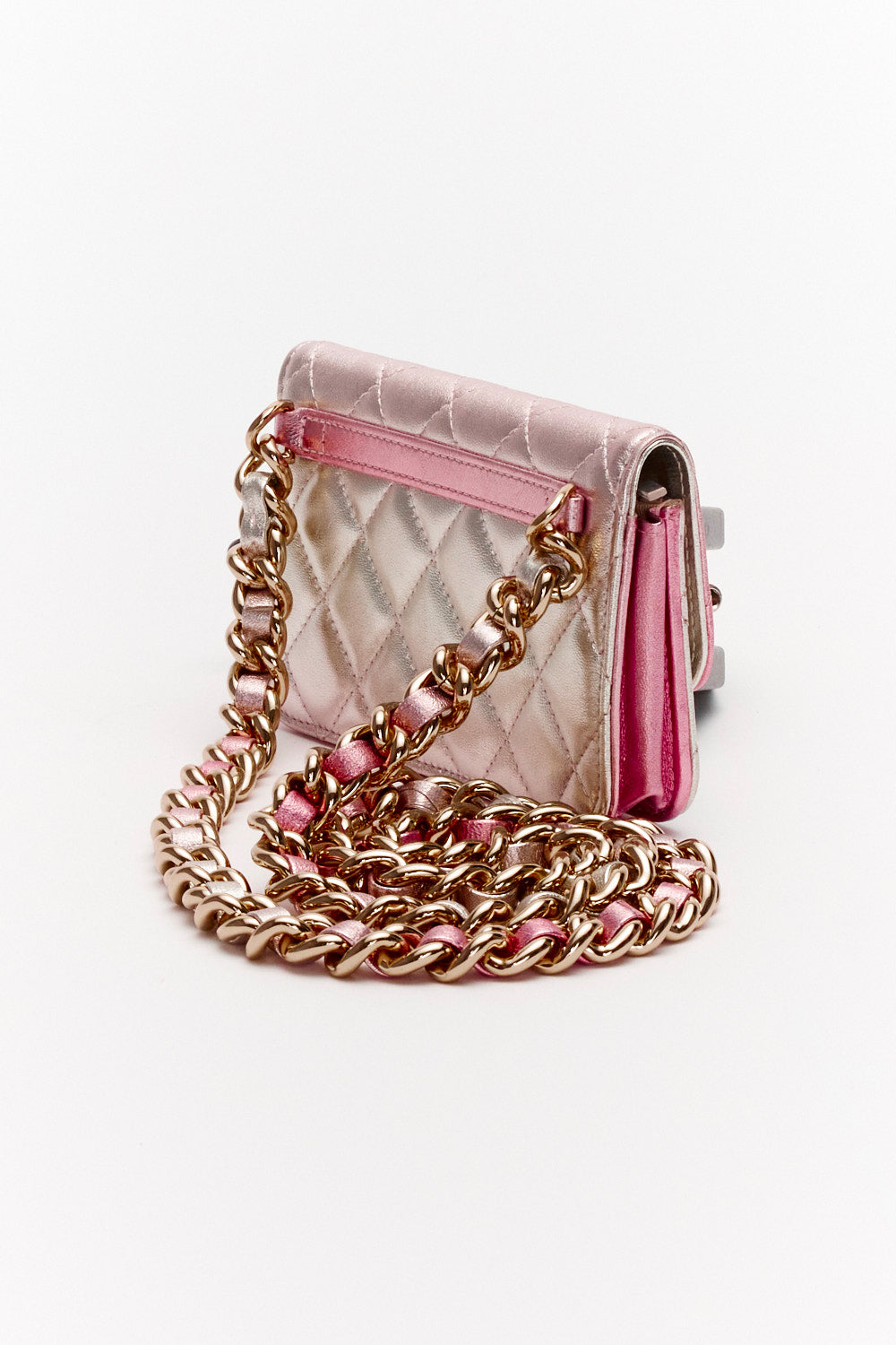 Chanel Iridescent Quilted Lambskin Coco Punk Flap Clutch with Chain