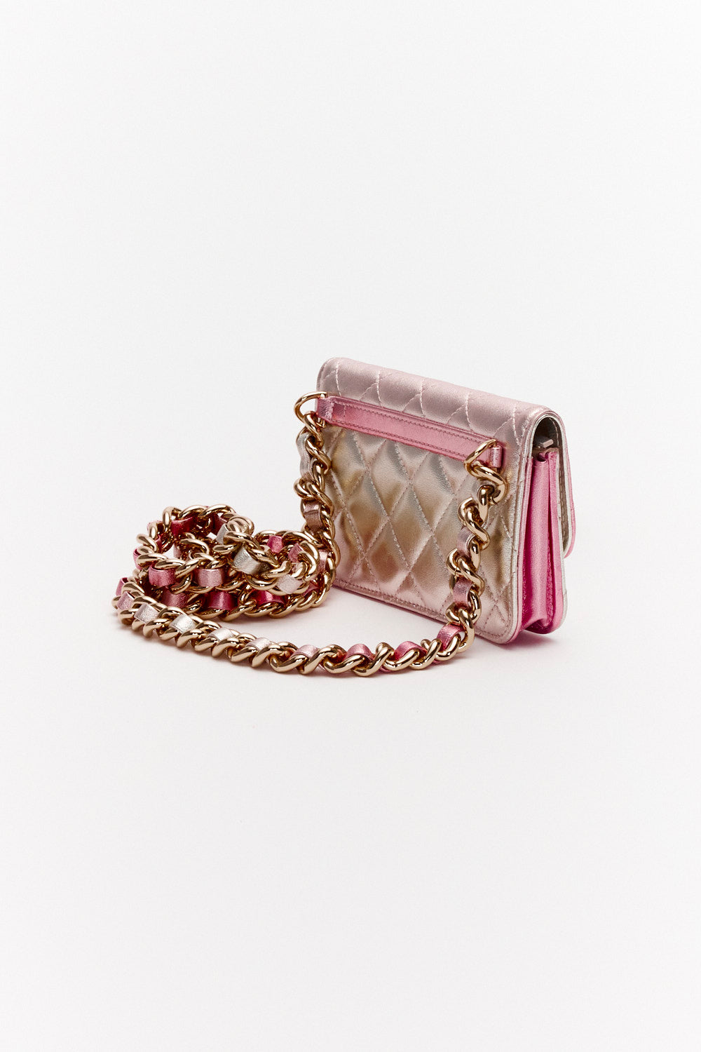 Chanel Iridescent Quilted Lambskin Coco Punk Flap Clutch with Chain