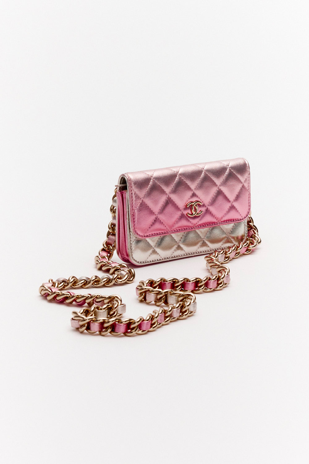 Chanel Iridescent Quilted Lambskin Coco Punk Flap Clutch with Chain