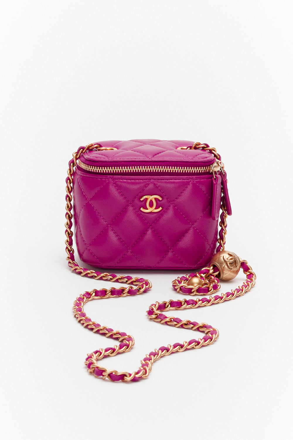 Chanel Mini Purple Pearl Crush Vanity Case in Quilted Lambskin with Gold Hardware