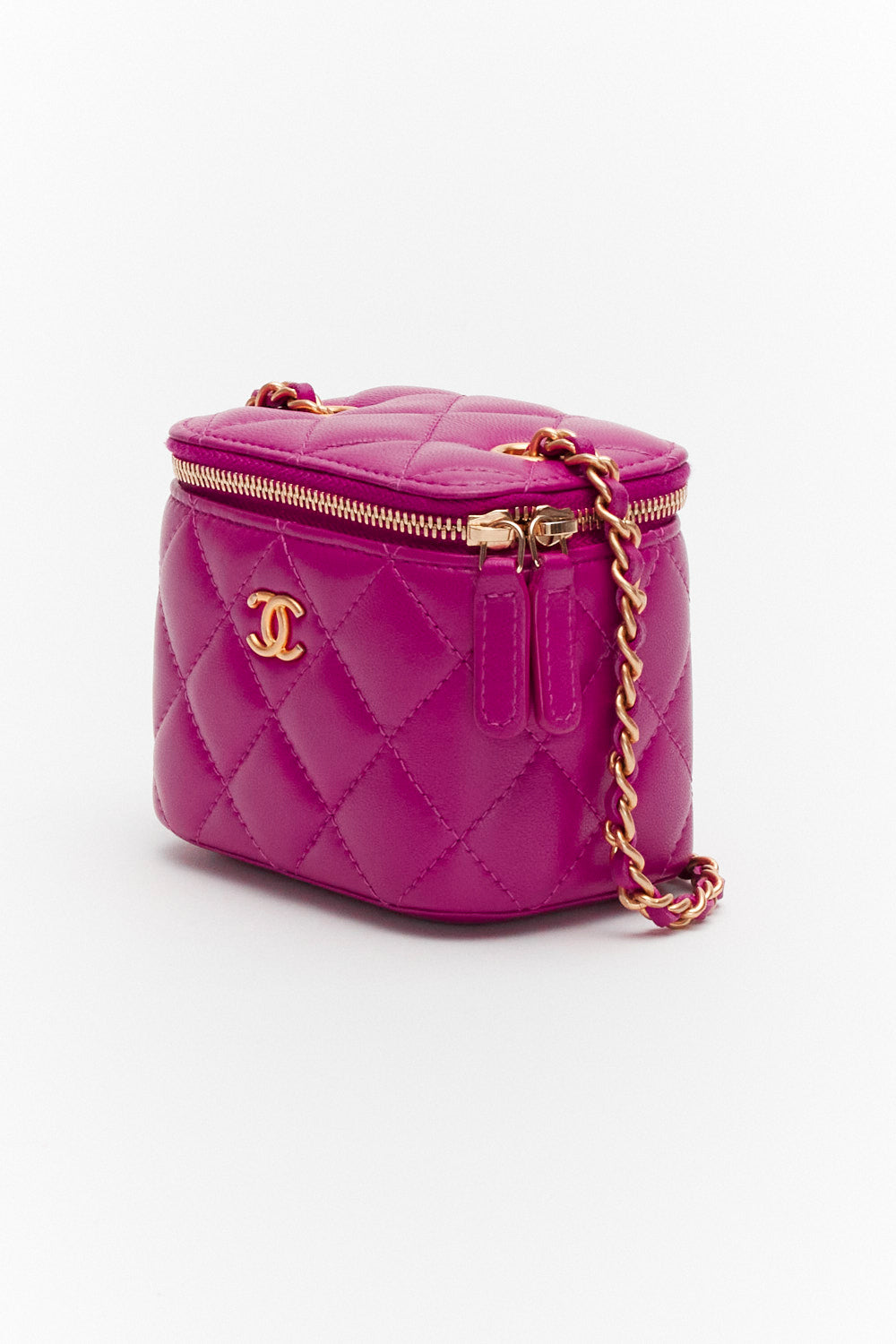 Chanel Mini Purple Pearl Crush Vanity Case in Quilted Lambskin with Gold Hardware