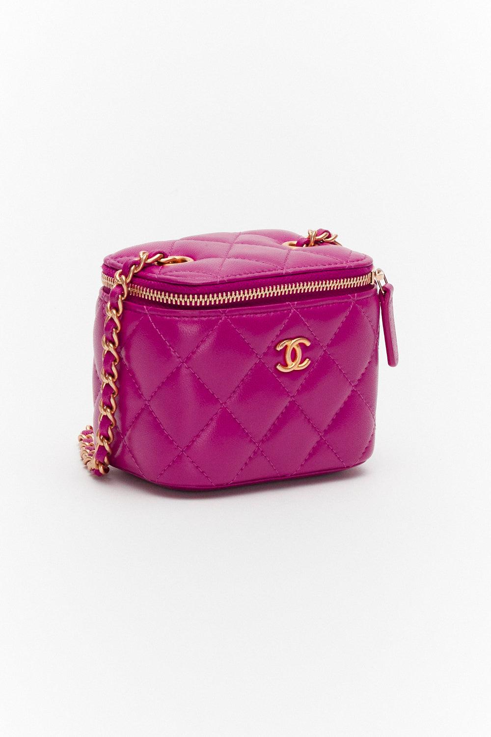 Chanel Mini Purple Pearl Crush Vanity Case in Quilted Lambskin with Gold Hardware