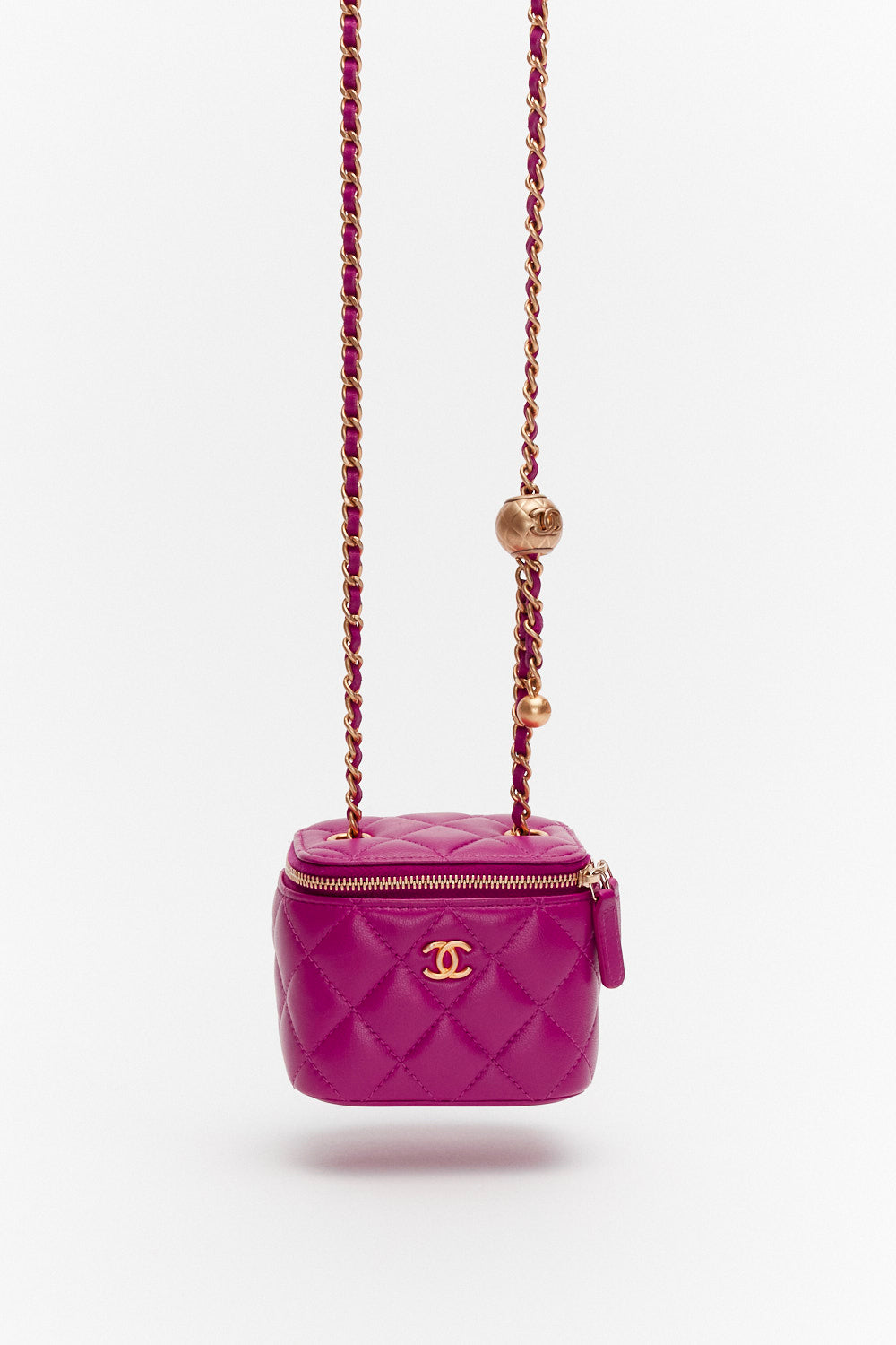 Chanel Mini Purple Pearl Crush Vanity Case in Quilted Lambskin with Gold Hardware