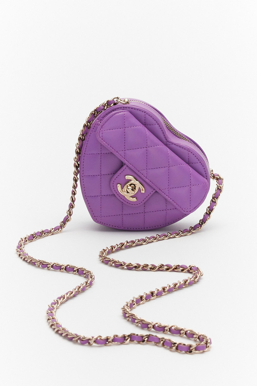 Chanel Mini Heart Bag in Purple with Lambskin Leather