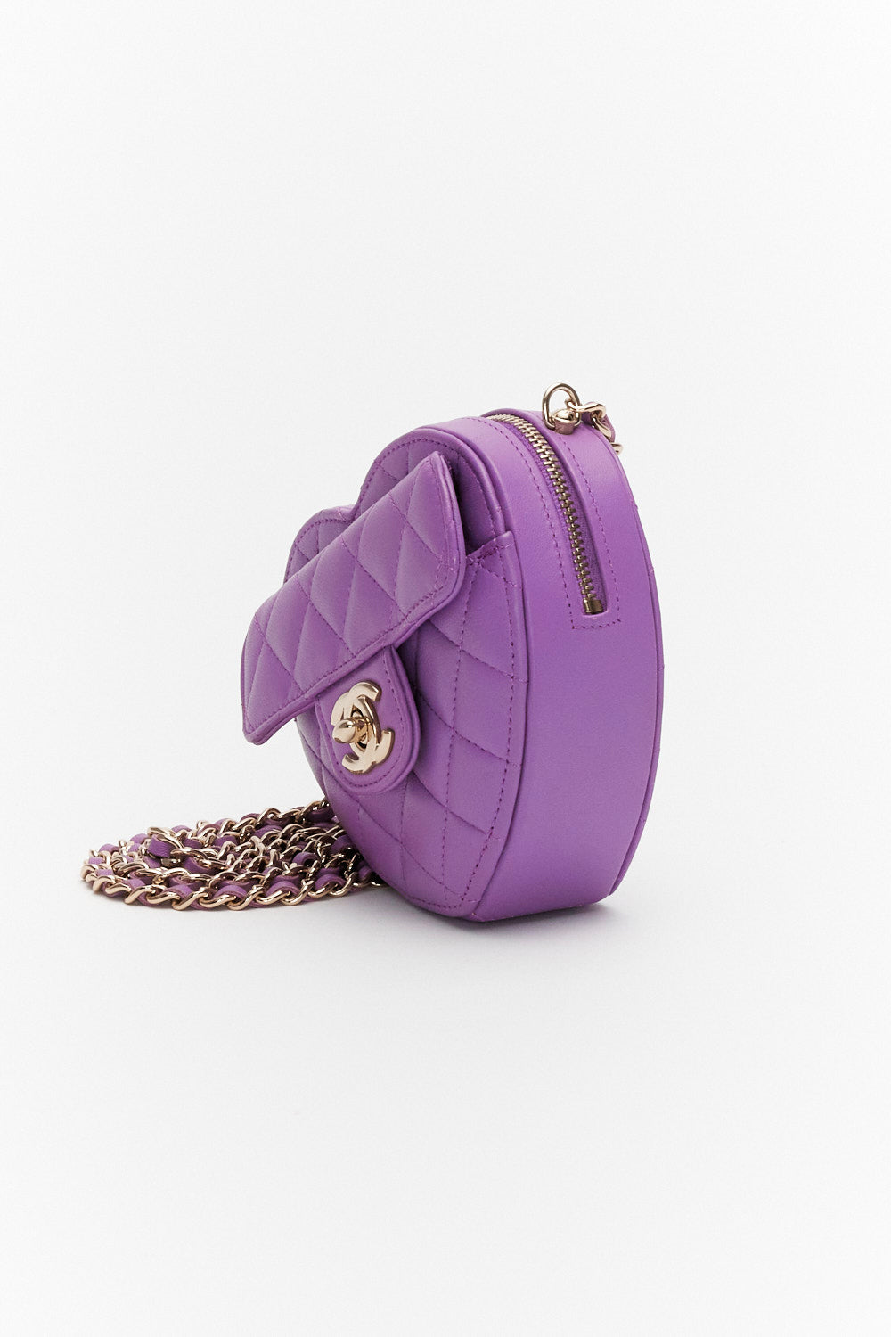 Chanel Mini Heart Bag in Purple with Lambskin Leather