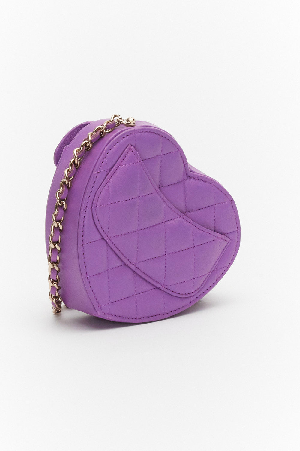 Chanel Mini Heart Bag in Purple with Lambskin Leather