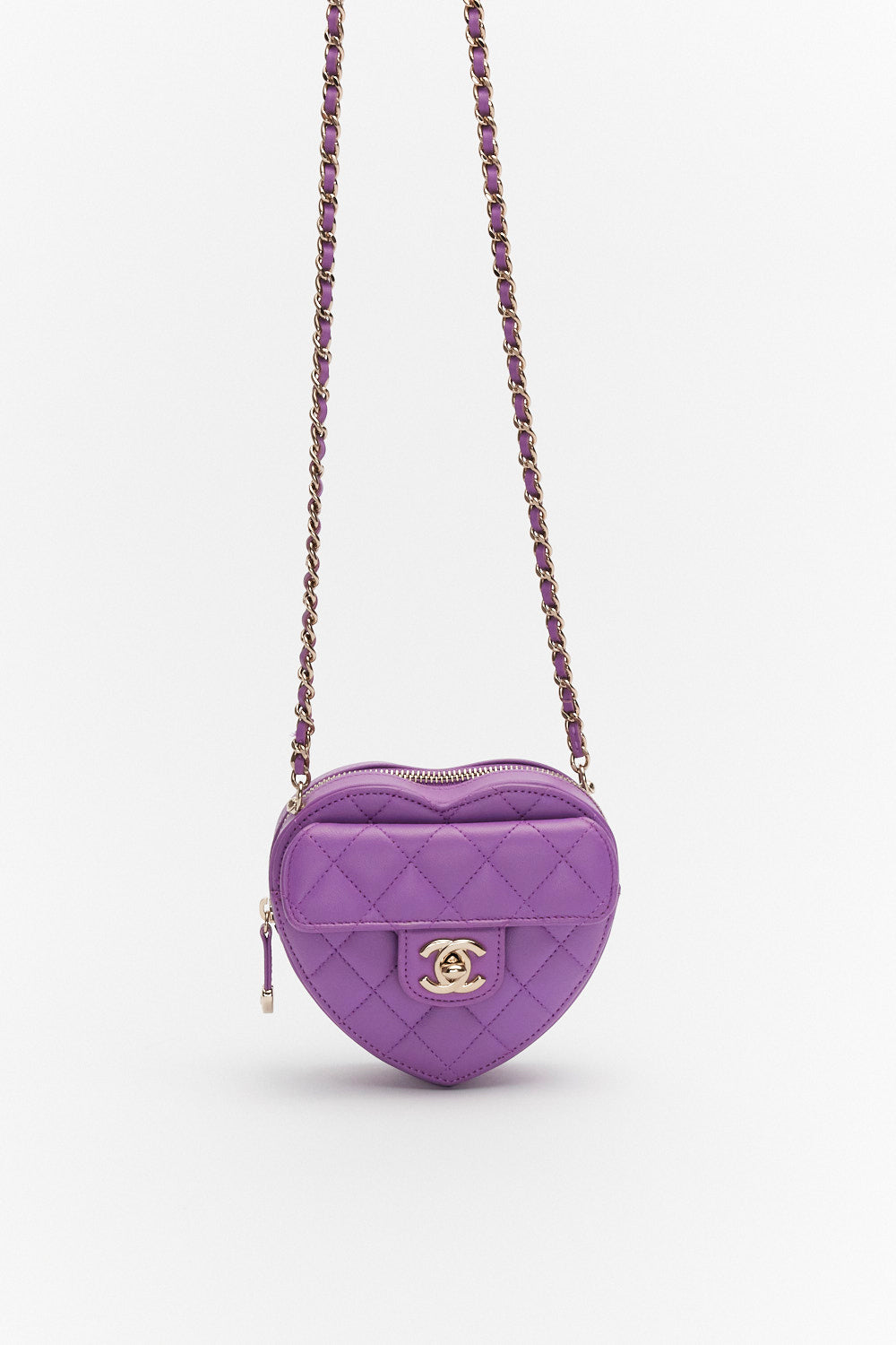 Chanel Mini Heart Bag in Purple with Lambskin Leather