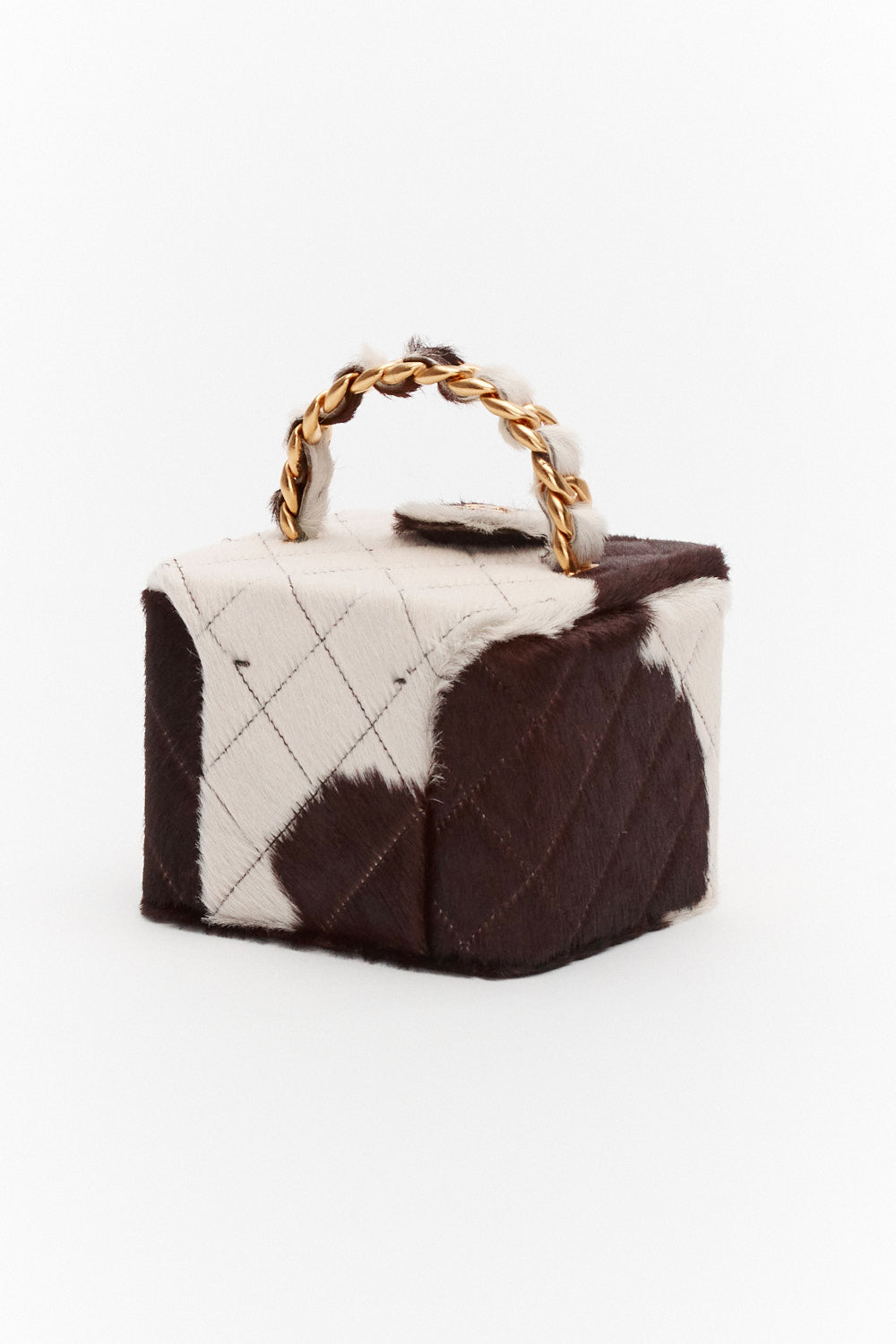 Chanel Vintage Cow Print Pony Skin Mini Vanity Case