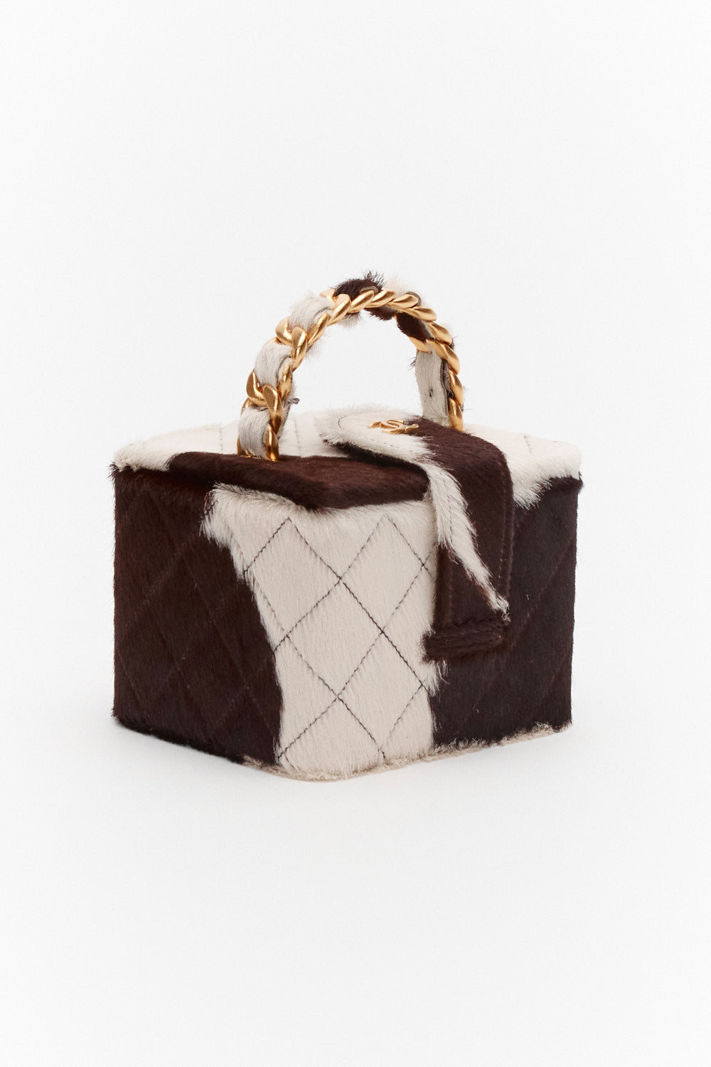 Chanel Vintage Cow Print Pony Skin Mini Vanity Case