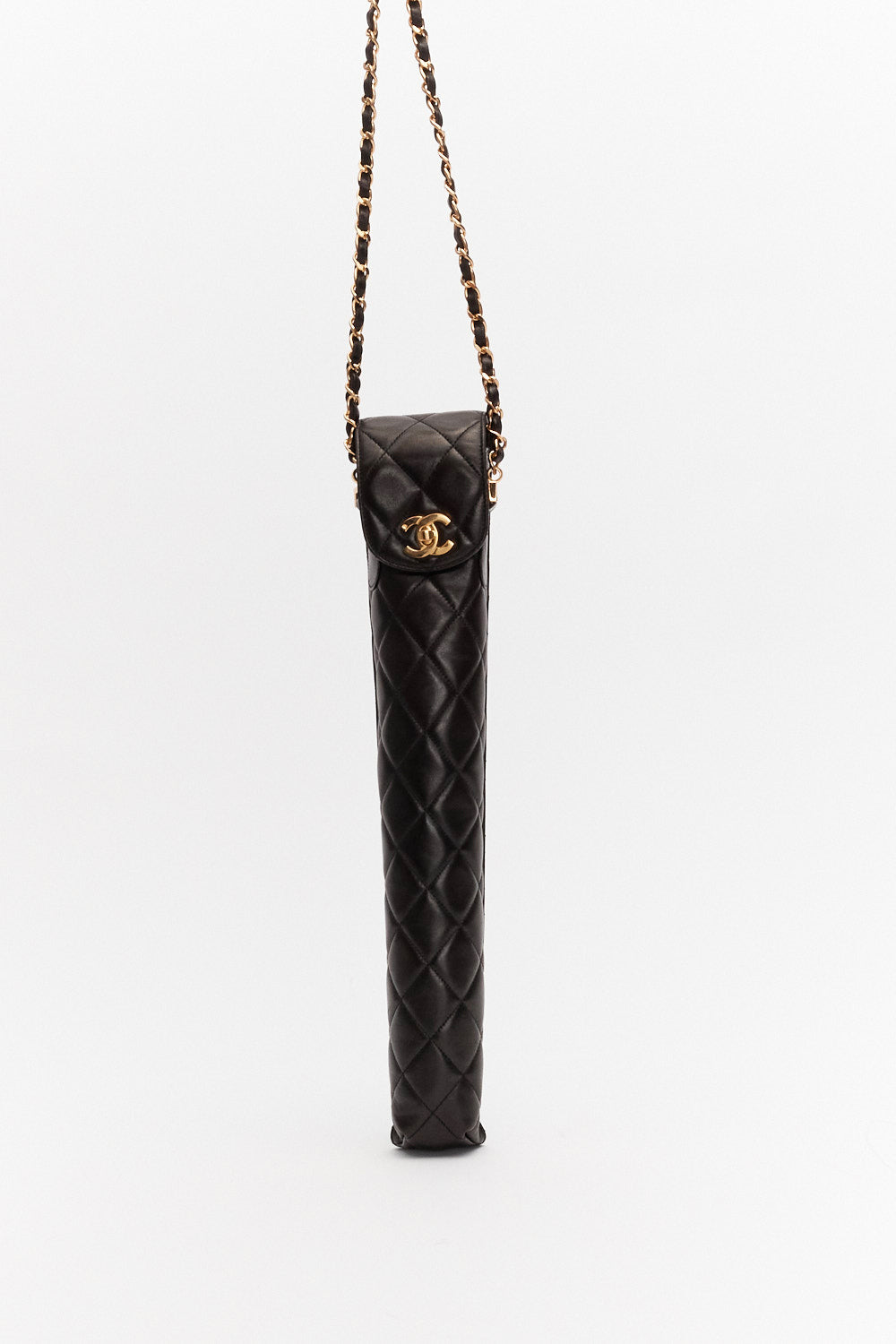 Chanel Black Umbrella in Lambskin Leather with 24k Gold Hardware