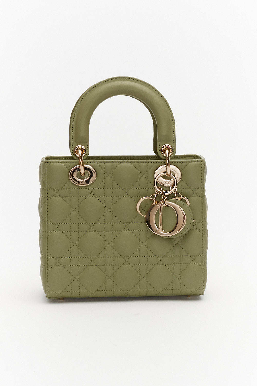 Christian Dior Small Pastel Peyote Green Cannage My ABCDior Lady Dior Bag in Lambskin Leather with Gold Hardware