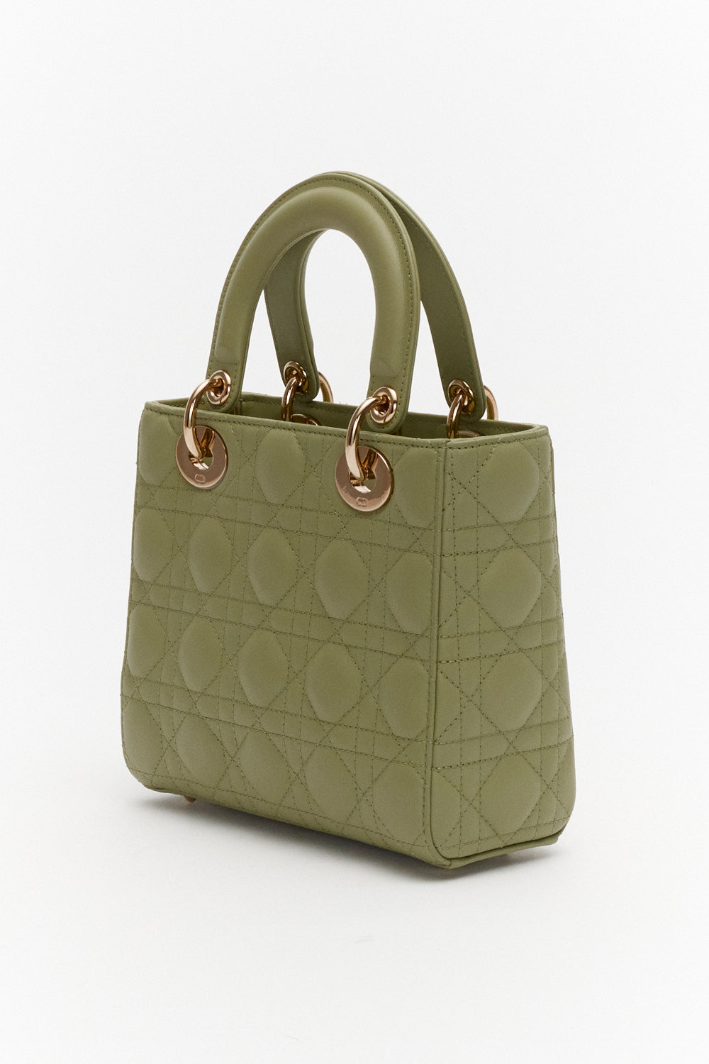 Christian Dior Small Pastel Peyote Green Cannage My ABCDior Lady Dior Bag in Lambskin Leather with Gold Hardware