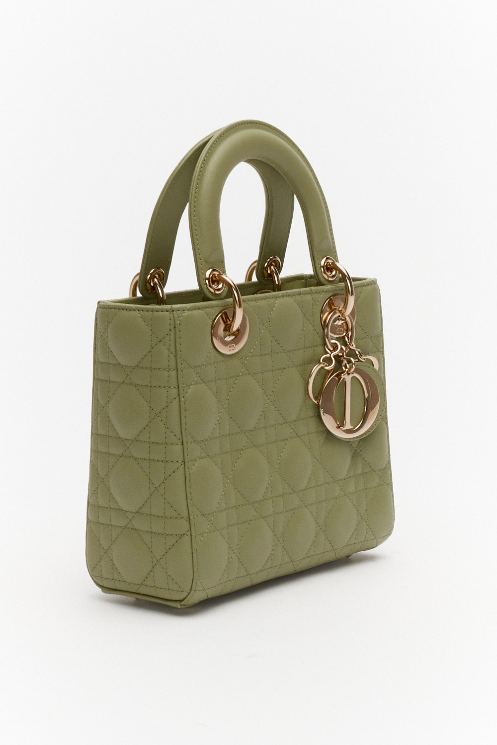 Christian Dior Small Pastel Peyote Green Cannage My ABCDior Lady Dior Bag in Lambskin Leather with Gold Hardware