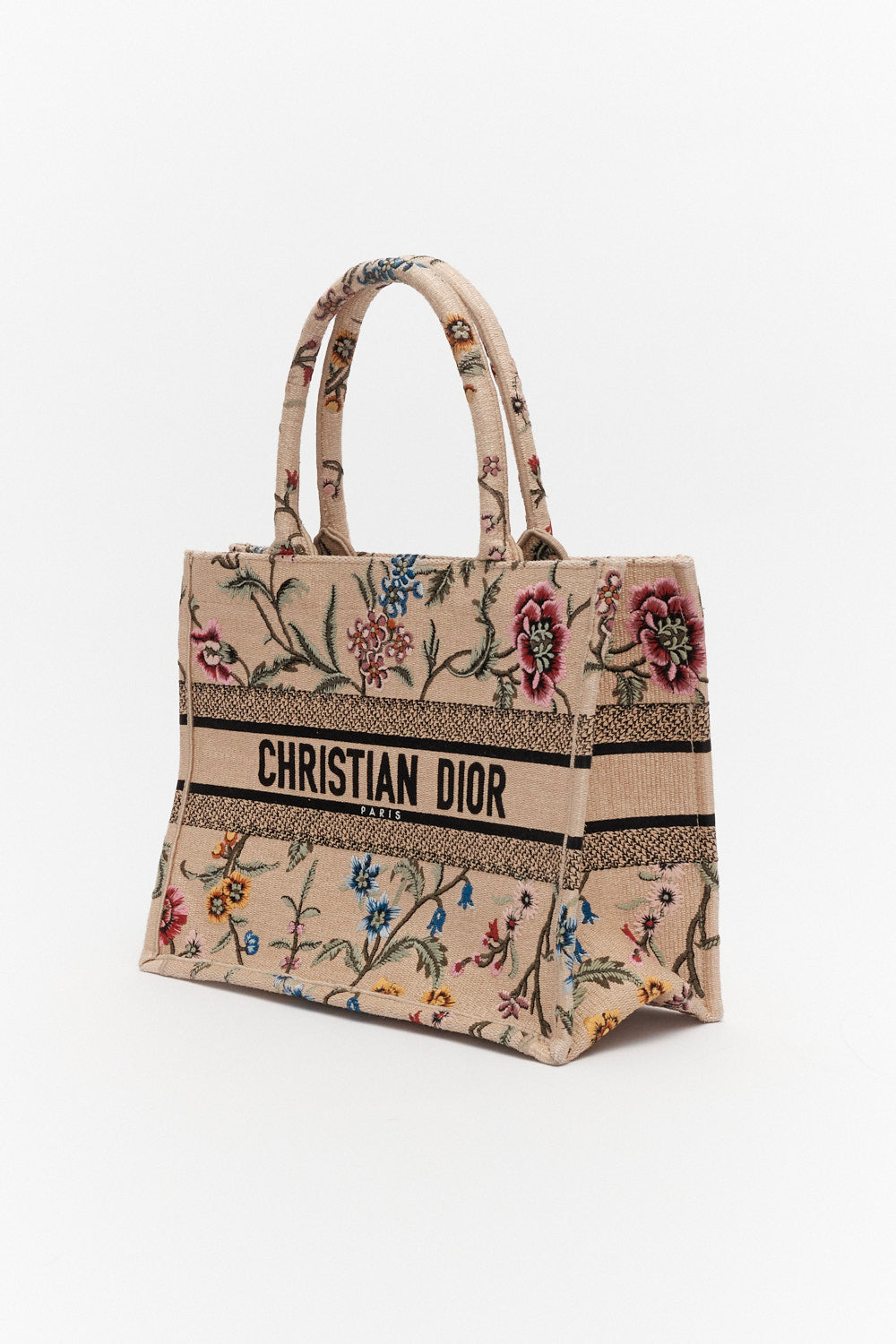 Christian Dior Medium Petite Fleurs Raffia Medium Book Tote Bag