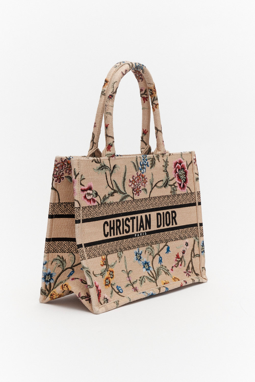 Christian Dior Medium Petite Fleurs Raffia Medium Book Tote Bag