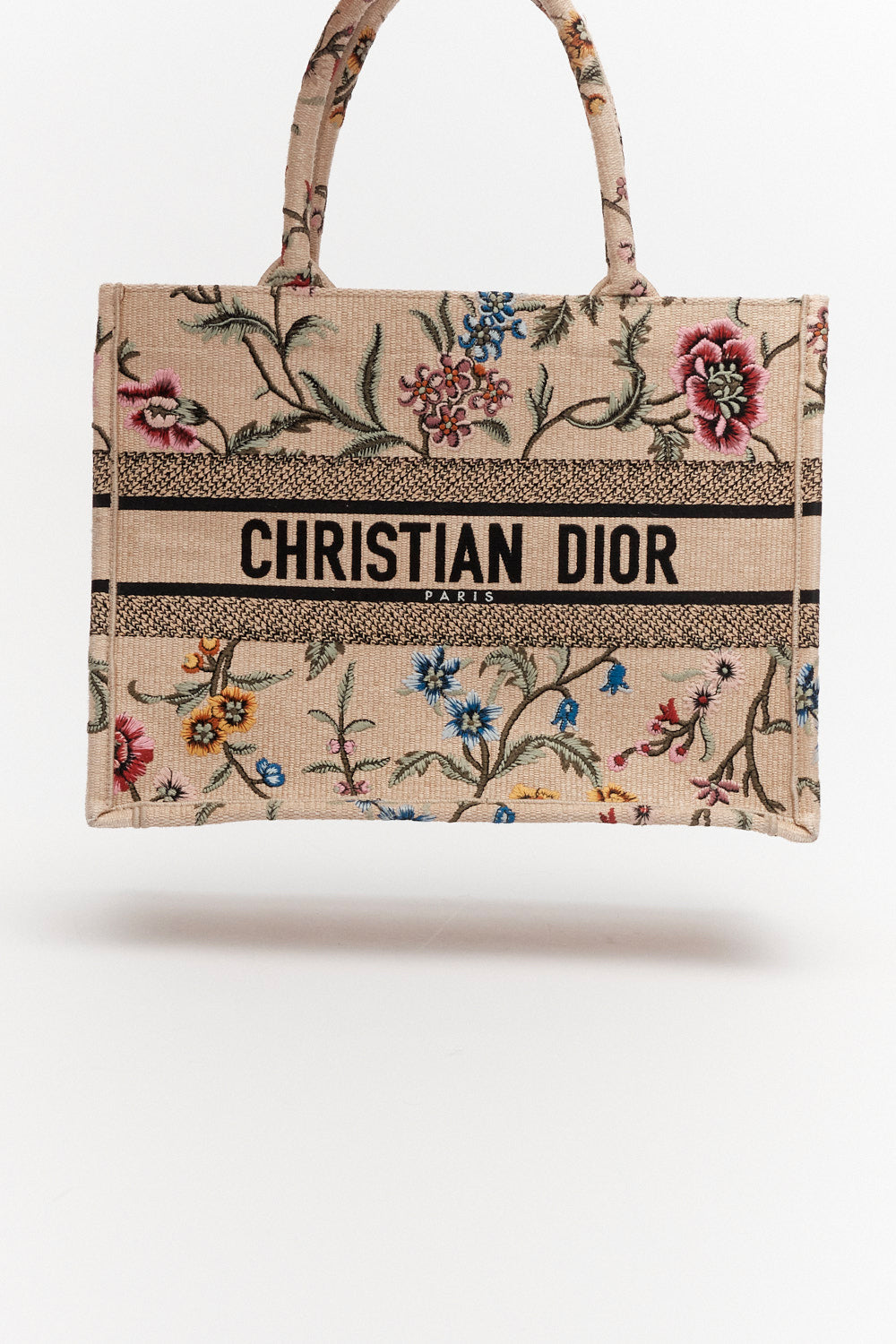 Christian Dior Medium Petite Fleurs Raffia Medium Book Tote Bag