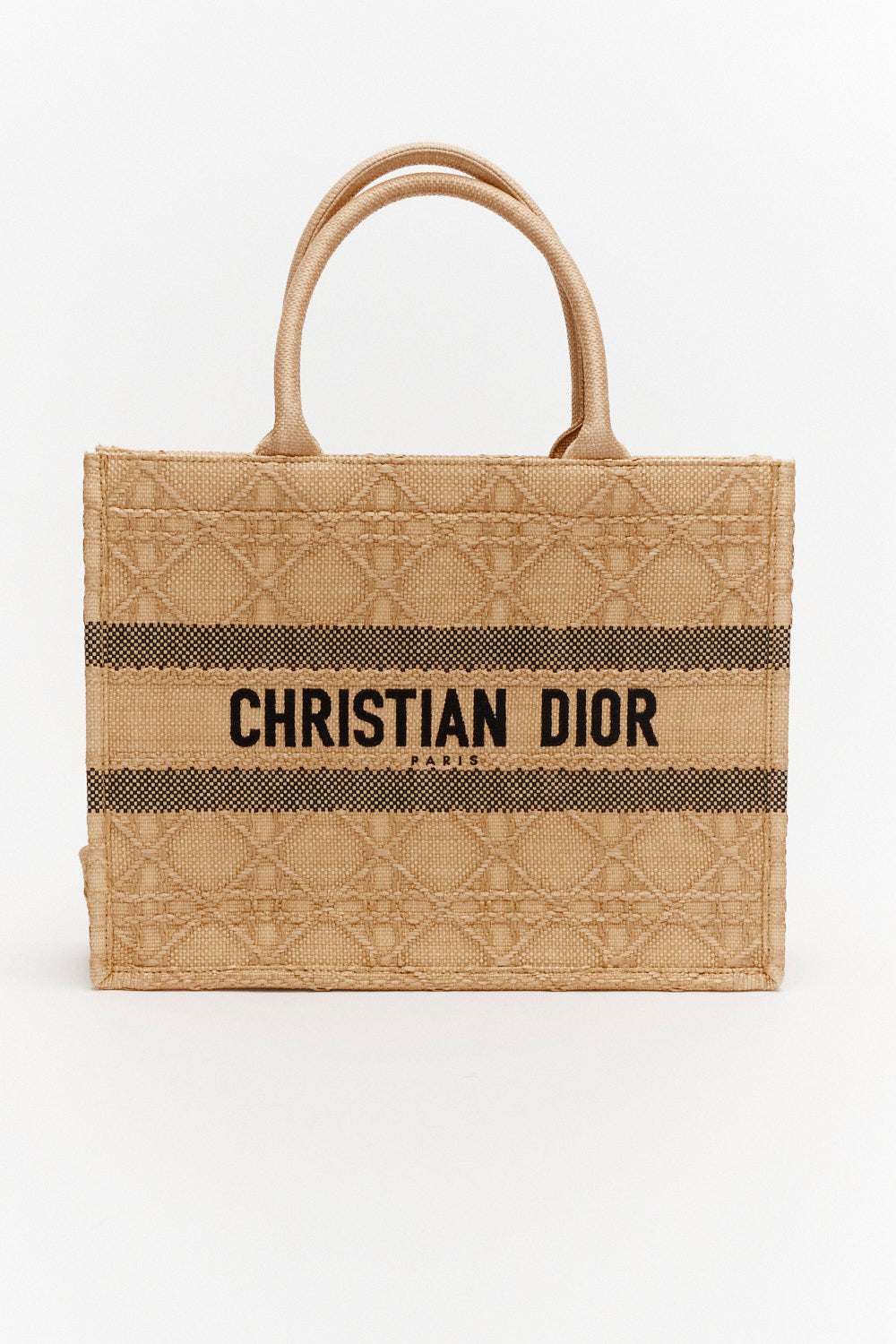 Christian Dior Medium Natural Cannage Raffia Book Tote Bag